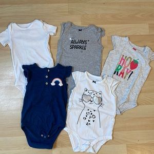 Variety of onesies Cat & Jack and Carters 18 months size